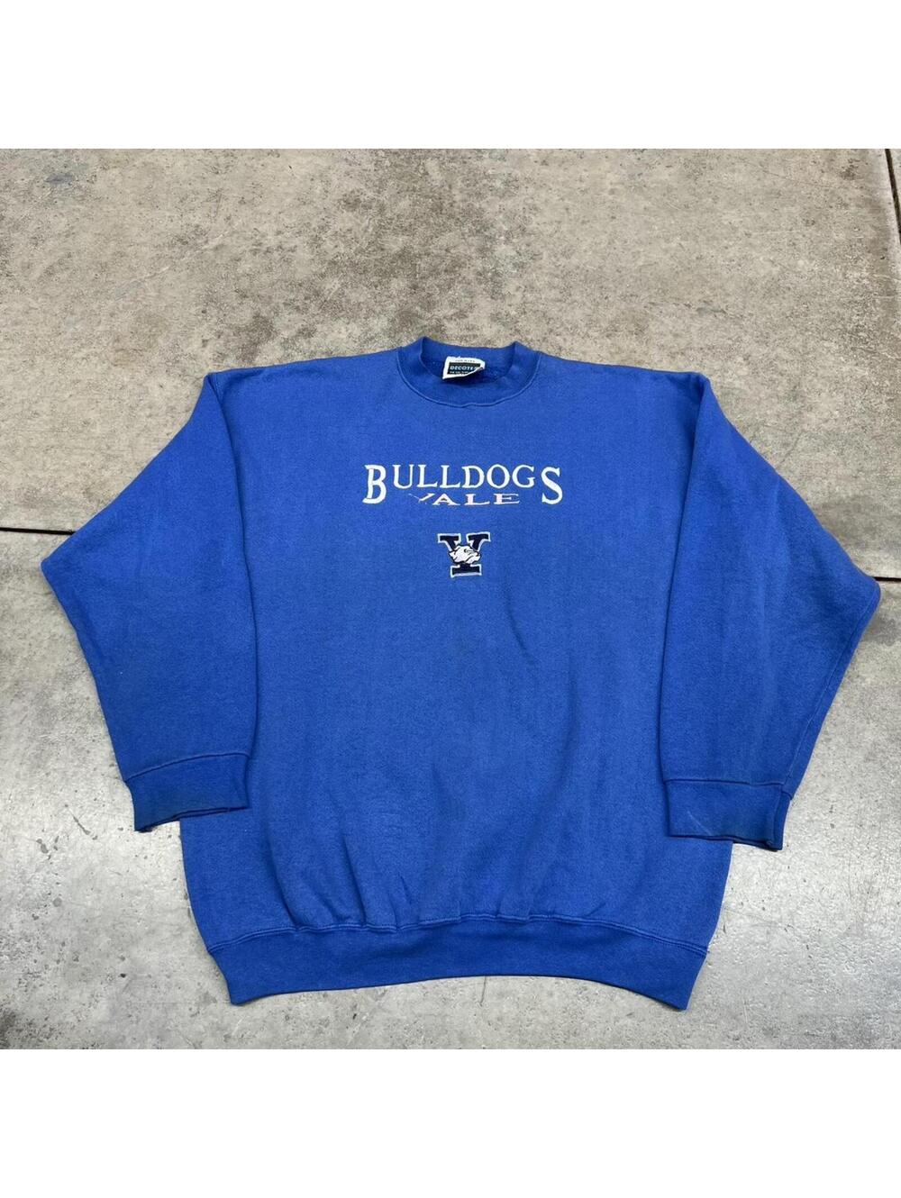 vintage yale university bulldogs made in usa collegiate blue crewneck size xl